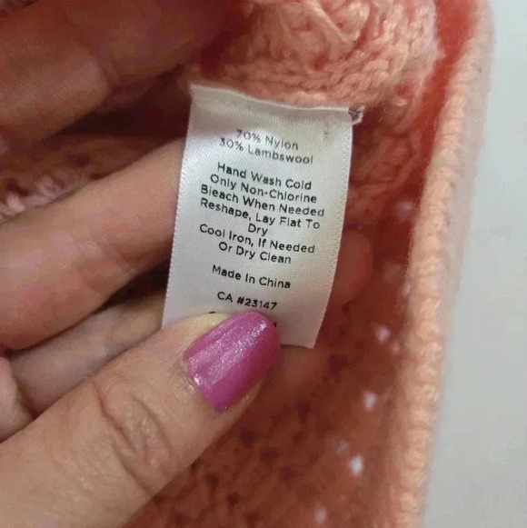 Talbots Lambswool Open Knit Crew Neck Sweater Peach sz Mp - Picture 2 of 8